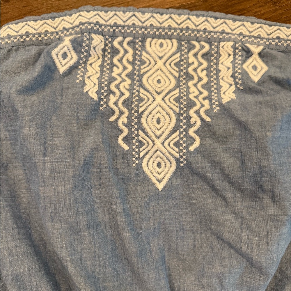 Hollister Womens Strapless Embroidered Chambray Romper Tie Waist Size S - Picture 7 of 10